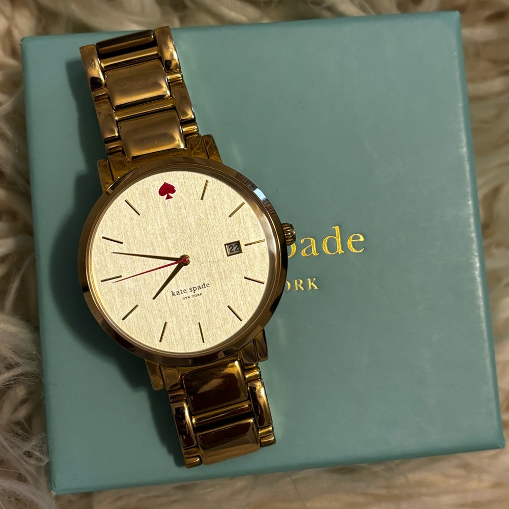Kate Spade Gramercy Grand Gold Watch Pink Hand Box and Instructions Included
